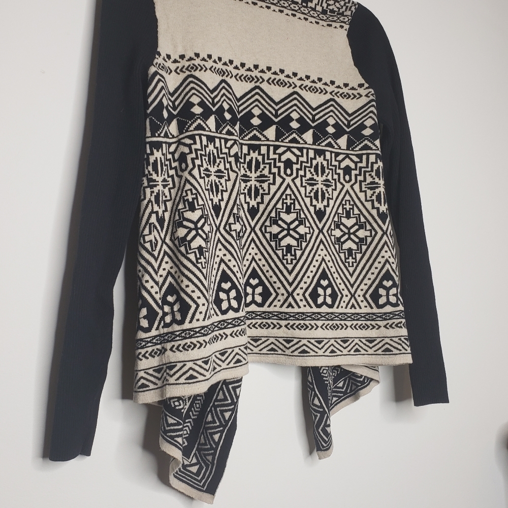 Lucky brand black tan cardigan Aztec, Boho, Indie Western Womans size medium - Picture 5 of 8